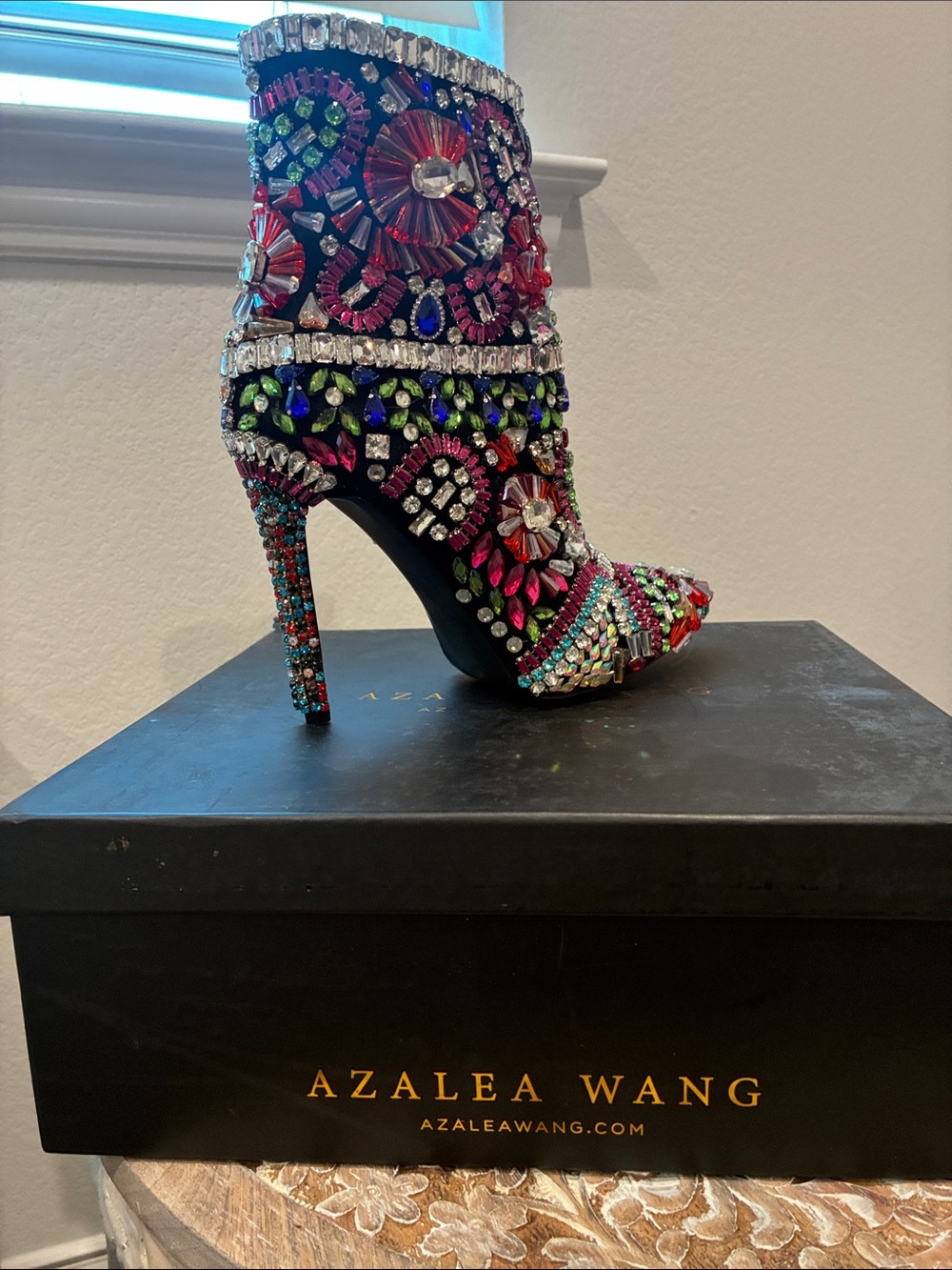 Azalea Wang Multicolor Jeweled Ankle Boot